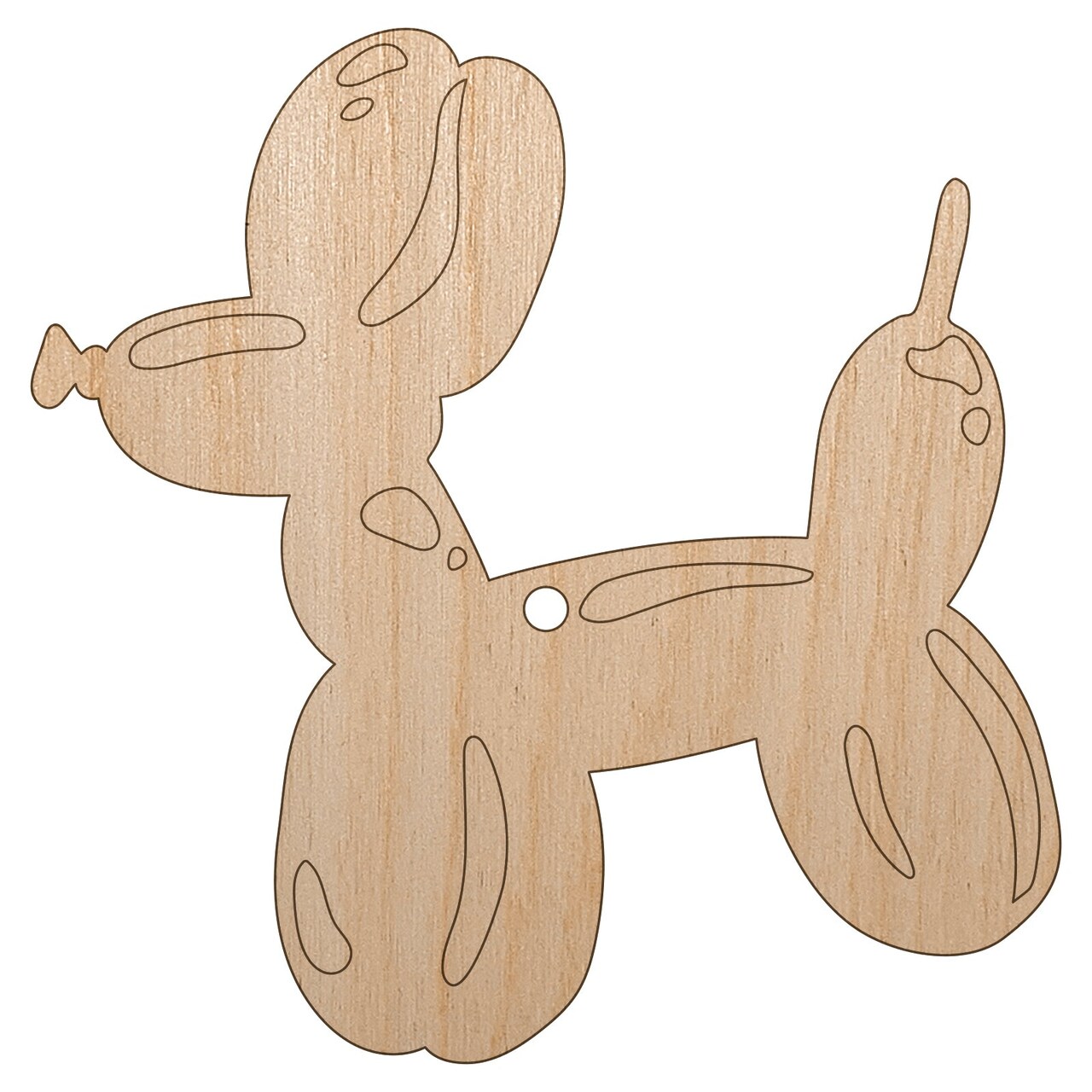 Balloon Animal Dog Unfinished Craft Wood Holiday Christmas Tree DIY Pre-Drilled Ornament